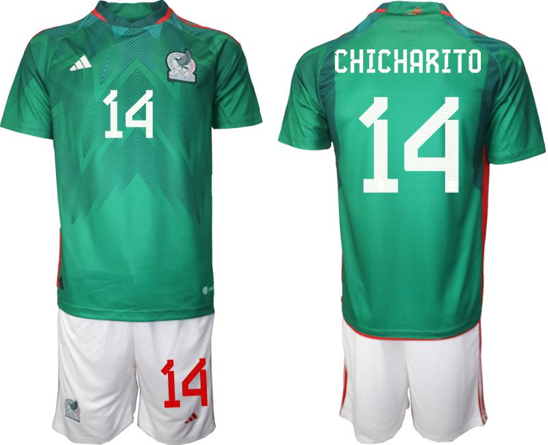 Men 2022 World Cup National Team Mexico home green #14 Soccer Jerseys